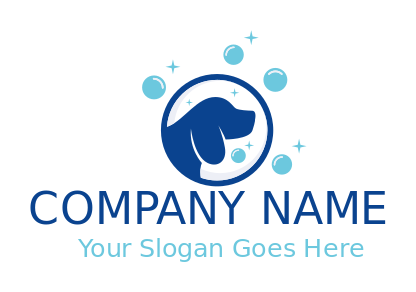 animal logo dog head in circle with bubbles