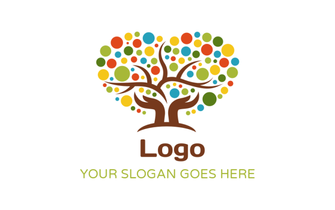 foundation logo hands on tree of dotted leaves