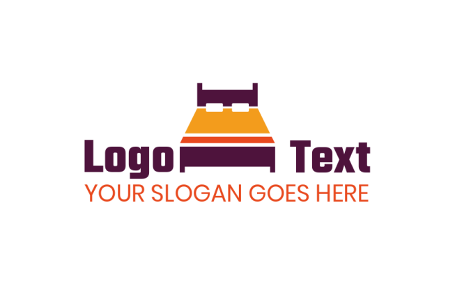 hotel logo maker abstract double bed