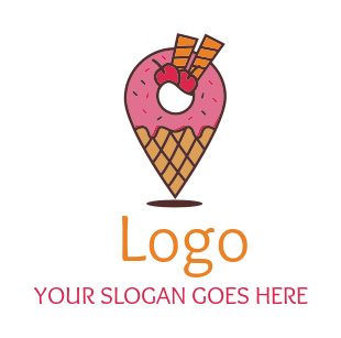 ice cream shop logo with cherries doughnut 
