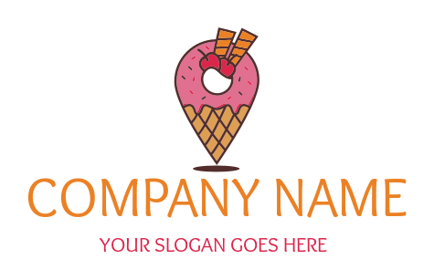 ice cream shop logo with cherries doughnut 