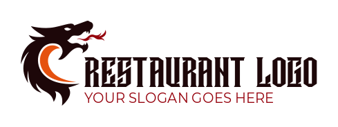 restaurant logo dragon head roaring fire