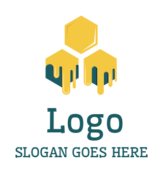 apiculture logo dripping honey on hexagons