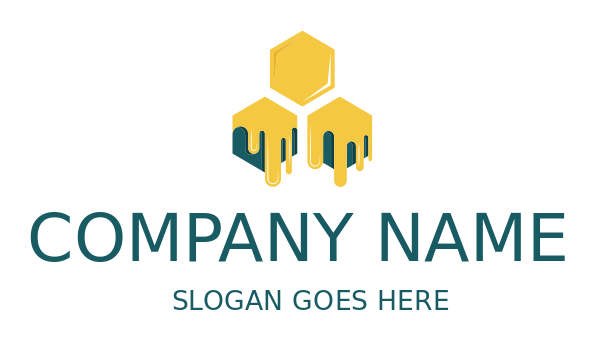 apiculture logo dripping honey on hexagons