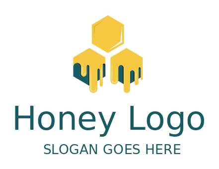 apiculture logo dripping honey on hexagons