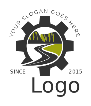 civil engineer logo driveway mountains in gear