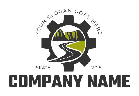 civil engineer logo driveway mountains in gear