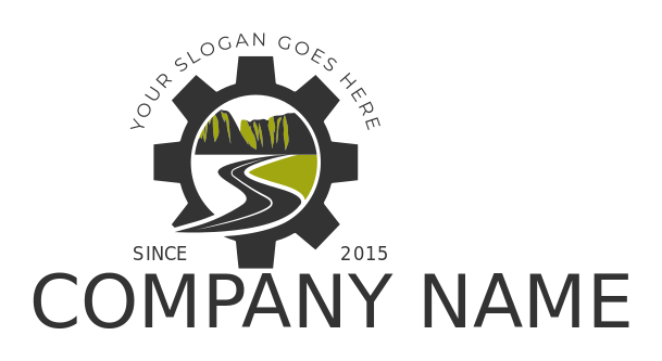 civil engineer logo driveway mountains in gear