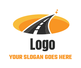 travel logo driveway in orange and yellow circle