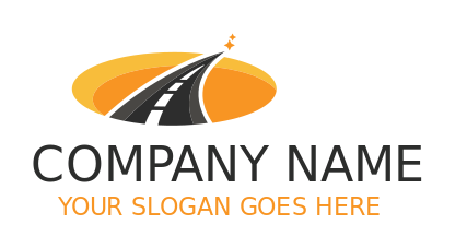 travel logo driveway in orange and yellow circle