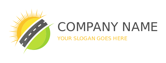 travel logo driveway with half sun half green