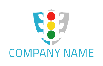 driving school logo traffic signals in shield