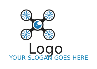 security logo icon drone with lens and wings