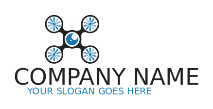 security logo icon drone with lens and wings