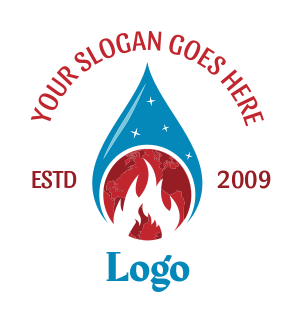 energy logo flames inside globe in droplet