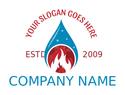 energy logo flames inside globe in droplet