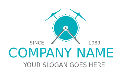 entertainment logo drum cymbals and drumsticks