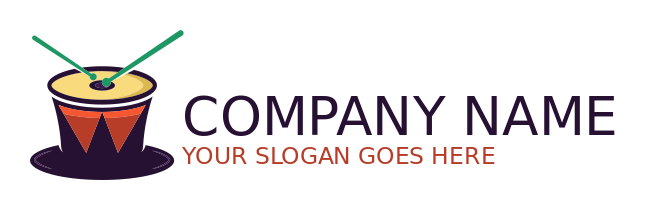 entertainment logo icon drum with drumsticks