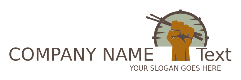 entertainment logo drumsticks in fist in drum