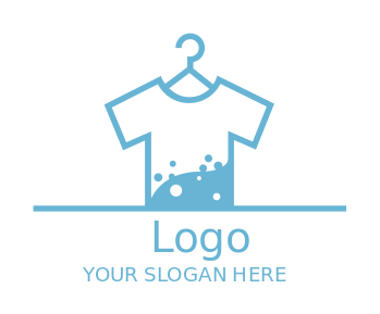 Dry cleaning shop logo t-shirt on hanger