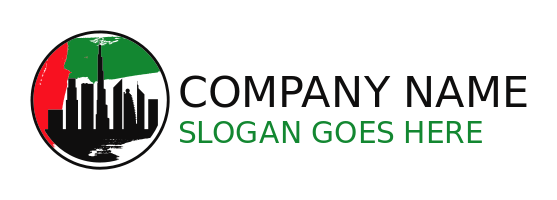 real estate logo Dubai skylines in circle