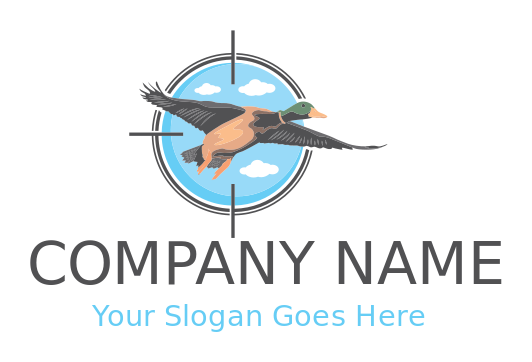 hunting logo maker duck flying in target