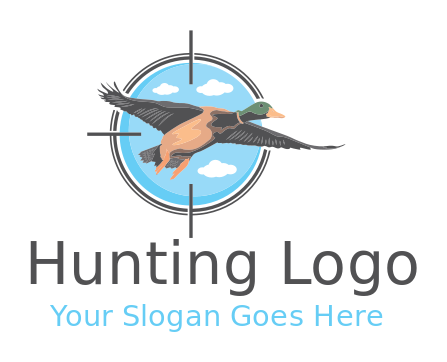 hunting logo maker duck flying in target