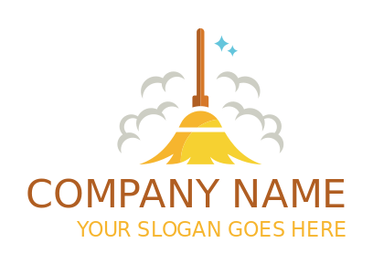 cleaning logo dust around broom with two stars