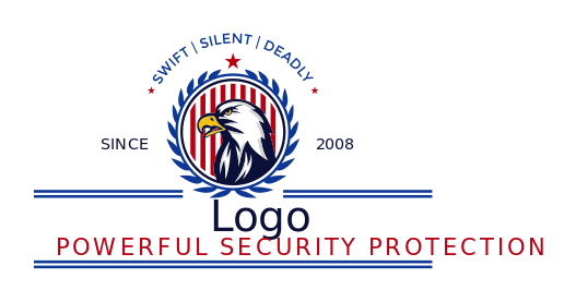eagle in badge of military stripes with wreath | Logo Template by
