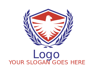 design a security logo eagle inside shield with laurel