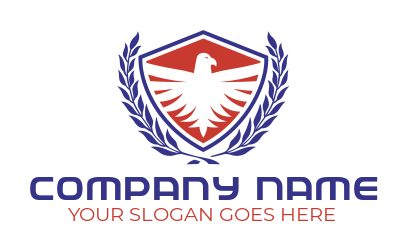 design a security logo eagle inside shield with laurel