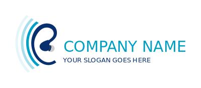 audiologist logo hearing aid and sound waves