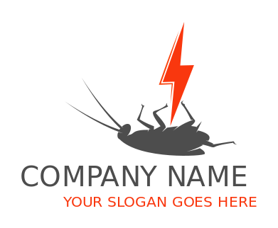 pest control logo electric bolt kill the cockroach