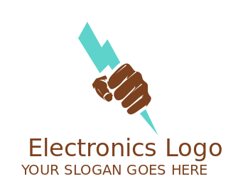logo maker electrician holding electric bolt