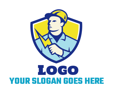 energy logo electrician electric bolt in shield