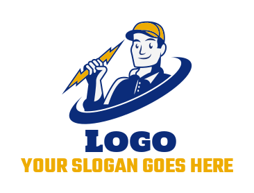 energy logo maker electrician with electric bolt
