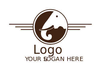 animal logo elephant head tusk in circle