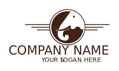 animal logo elephant head tusk in circle