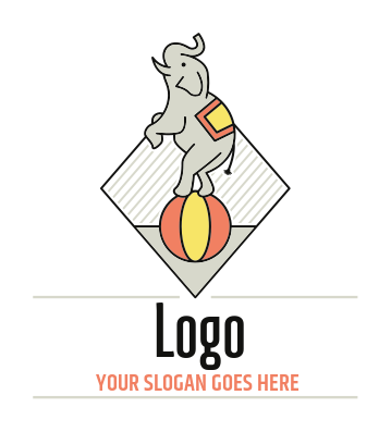 logo design of elephant in circus on ball