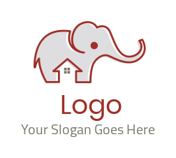 animal logo elephant merged with house