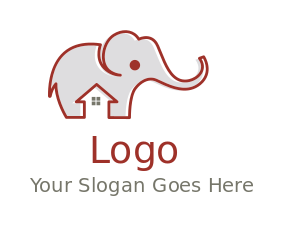 animal logo elephant merged with house