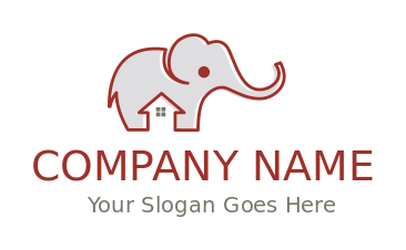 animal logo elephant merged with house