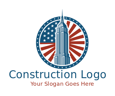 Empire State Building in American flag circle