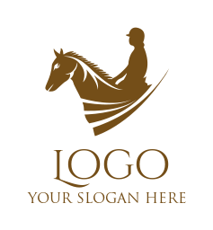 sports logo Equestrian on horse with swooshes