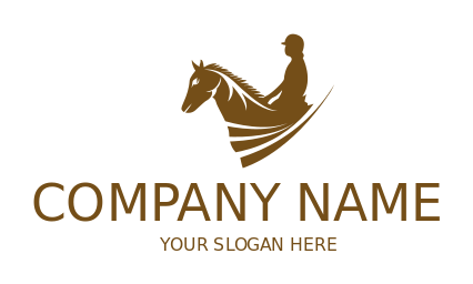sports logo Equestrian on horse with swooshes