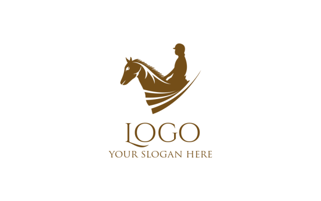 Equestrian on horse with swooshes logo sample