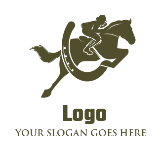 sports logo equestrian racing over horseshoe