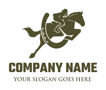 equestrian racing over horseshoe logo creator