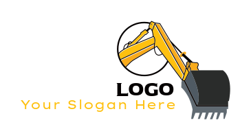 construction logo maker excavator and circle - logodesign.net