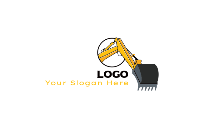 construction logo maker excavator and circle - logodesign.net